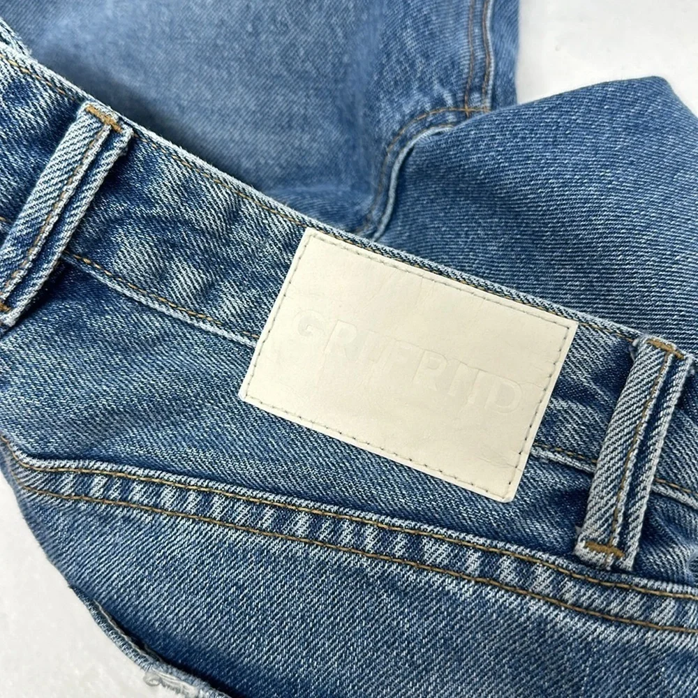 Grlfrnd Karolina Cropped Denim Jeans High Rise Straight The Valley Blue Size 25